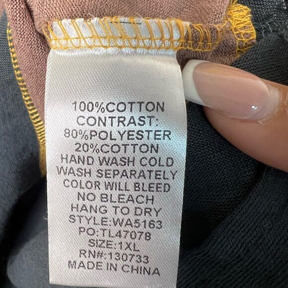 Umgee Yellow/Brown/Gray Long Puff Sleeve Color-block Striped Top 1XL - Picture 11 of 11